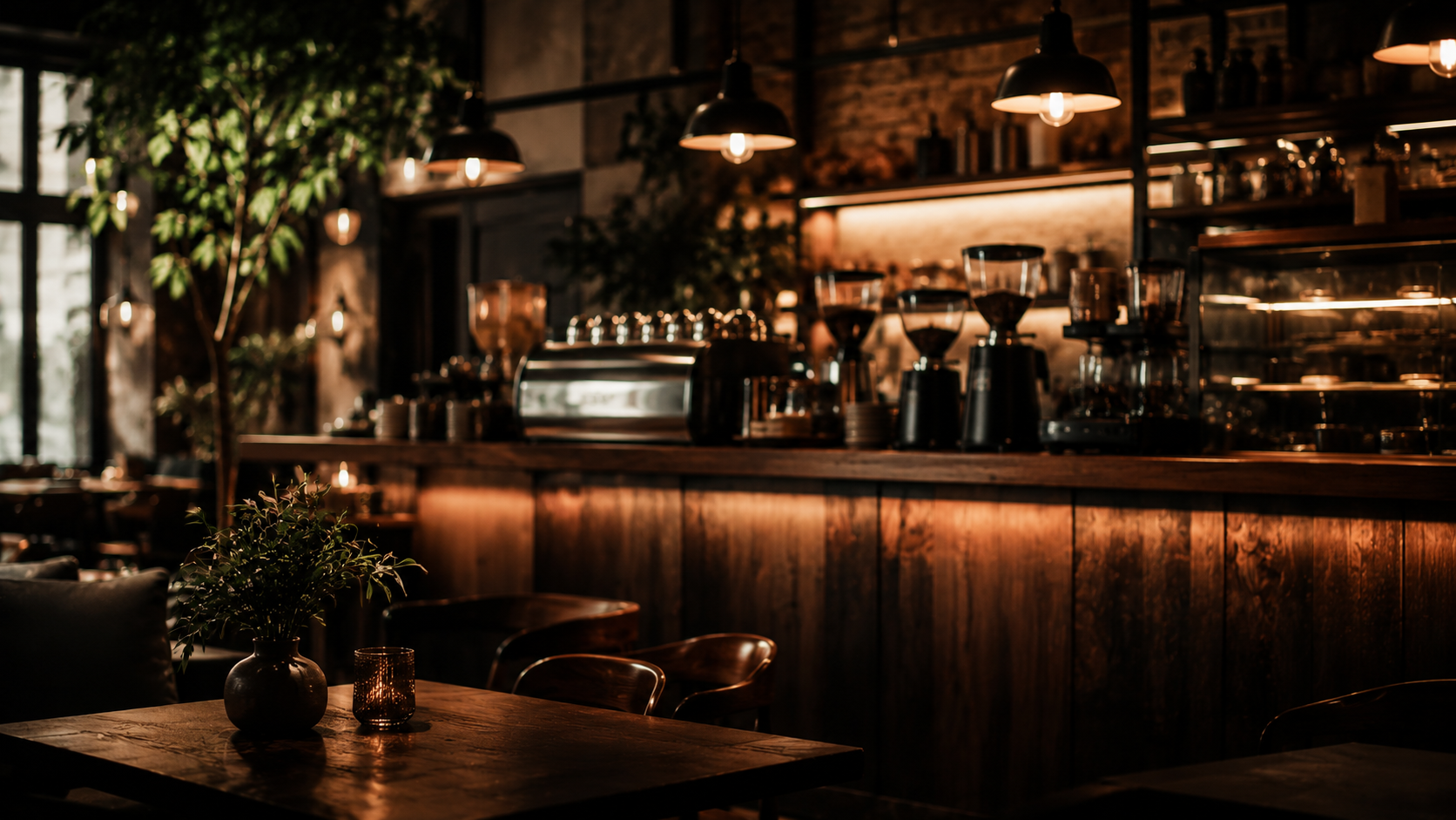 Warm, cozy interior of the Måråk Coffee café